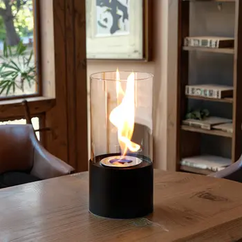 5" Black Glass Ethanol Fireplace