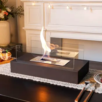 9" White Glass Ethanol Fireplace