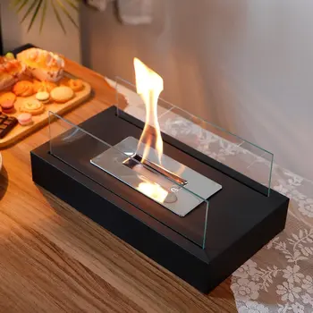 9" White Glass Ethanol Fireplace