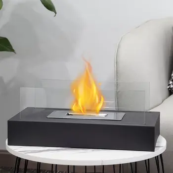 9" White Glass Ethanol Fireplace