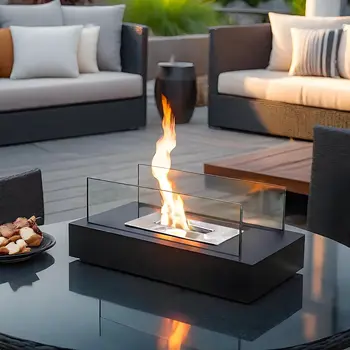 9" White Glass Ethanol Fireplace