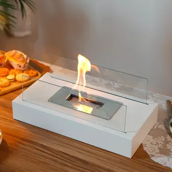 8" Black Glass Ethanol Fireplace