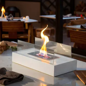 8" Black Glass Ethanol Fireplace