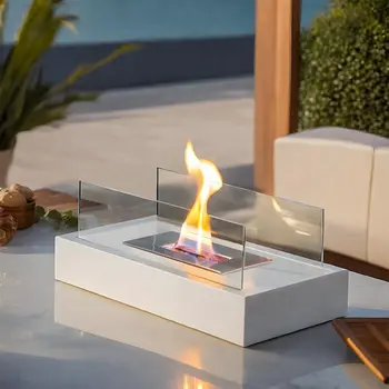 8" Black Glass Ethanol Fireplace