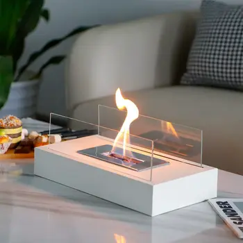8" Black Glass Ethanol Fireplace