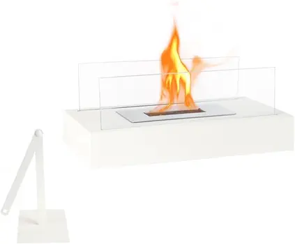 8" Black Glass Ethanol Fireplace