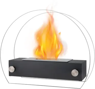 5" Black Glass Ethanol Fireplace