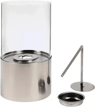 7" Silver Glass Ethanol Fireplace