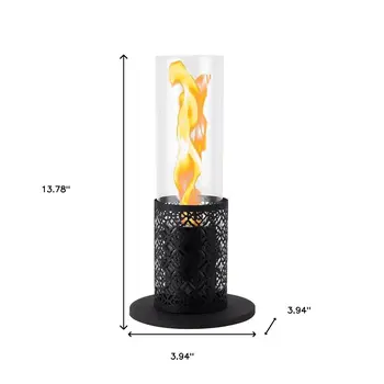 4" Black Glass Ethanol Fireplace