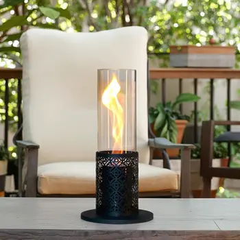 4" Black Glass Ethanol Fireplace