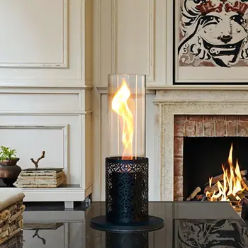4" Black Glass Ethanol Fireplace