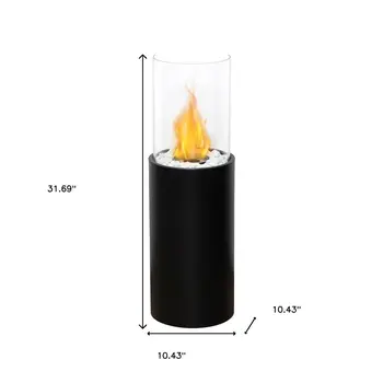 10" Black Glass Ethanol Fireplace