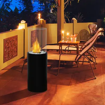 10" Black Glass Ethanol Fireplace