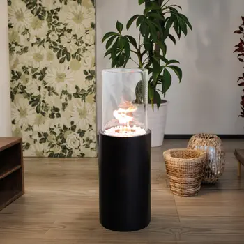 10" Black Glass Ethanol Fireplace