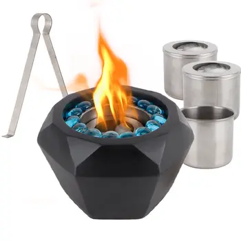6" Black Glass Ethanol Fireplace