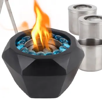 6" Black Glass Ethanol Fireplace