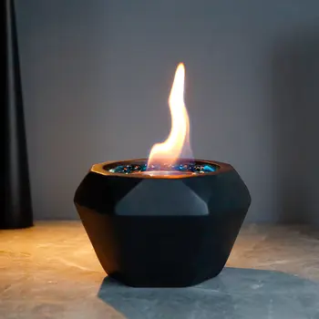 6" Black Glass Ethanol Fireplace