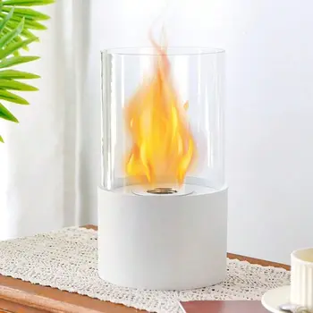 7" White Glass Ethanol Fireplace