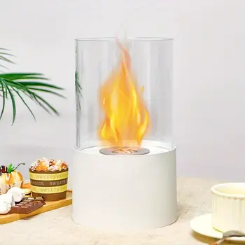 7" White Glass Ethanol Fireplace