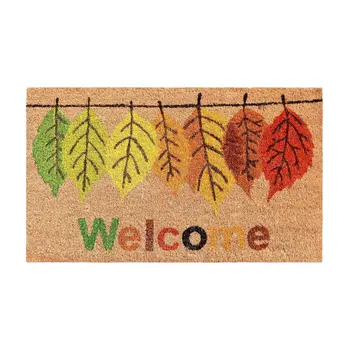 24" X 36" Natural And Brown Fall Welcome Outdoor Coir Door Mat