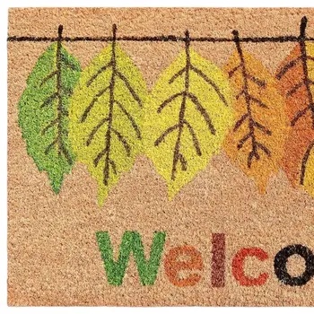 24" X 36" Natural And Brown Fall Welcome Outdoor Coir Door Mat