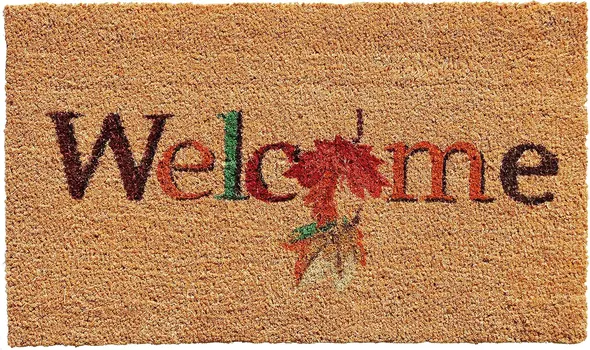 24" X 36" Natural And Brown Fall Welcome Outdoor Coir Door Mat