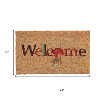 24" X 36" Natural And Brown Fall Welcome Outdoor Coir Door Mat