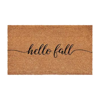 17" X 29" Brown And Natural Fall Hello Fall Outdoor Coir Door Mat