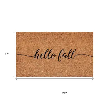 17" X 29" Brown And Natural Fall Hello Fall Outdoor Coir Door Mat