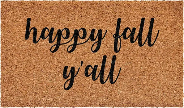 17" X 29" Brown And Natural Fall Happy Fall Y'all Outdoor Coir Door Mat