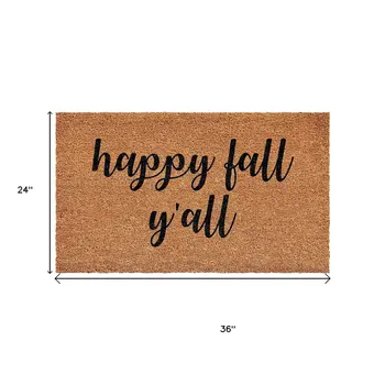 24" X 36" Brown And Natural Fall Happy Fall Y'all Outdoor Coir Door Mat