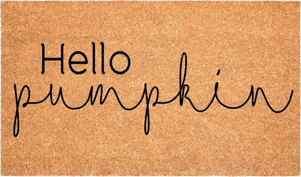 17" X 29" Brown And Natural Fall Hello Pumpkin Outdoor Coir Door Mat