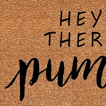 17" X 29" Brown And Natural Fall Hey There Pumpkin Outdoor Coir Door Mat