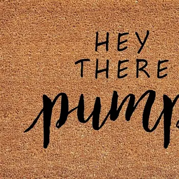 17" X 29" Brown And Natural Fall Hey There Pumpkin Outdoor Coir Door Mat