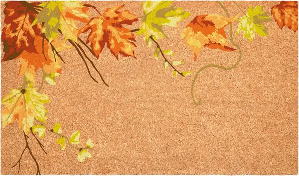 24" X 36" Brown And Natural Fall Leaves Outdoor Coir Door Mat