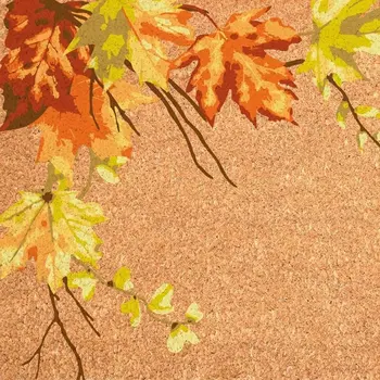 24" X 36" Brown And Natural Fall Leaves Outdoor Coir Door Mat