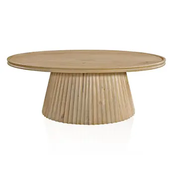 48" Brown Solid Wood Round Solid Coffee Table