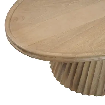 48" Brown Solid Wood Round Solid Coffee Table