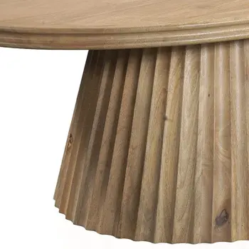 48" Brown Solid Wood Round Solid Coffee Table