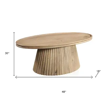 48" Brown Solid Wood Round Solid Coffee Table