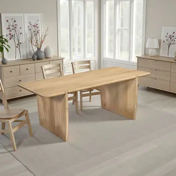 80" Brown Solid Wood Pedestal Base Dining Table