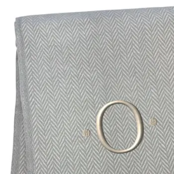 55" X 70" Gray And White Herringbone Cotton Blend O Initial Throw Blanket with Tassels And Embroidery