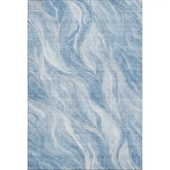 10' X 14' Blue And Ivory Abstract Washable Area Rug With UV Protection