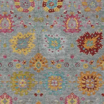 3' X 5' Gray Gold And Pink Damask Washable Indoor Outdoor Area Rug