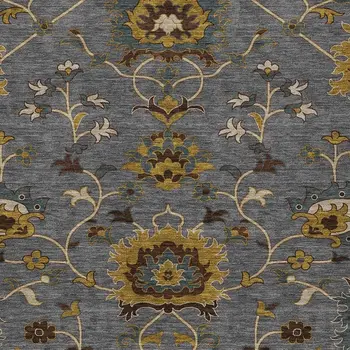 10' X 14' Gray Gold And Beige Floral Washable Indoor Outdoor Area Rug
