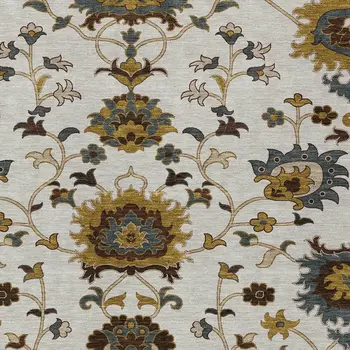 3' X 5' Ivory Gray And Gold Floral Washable Indoor Outdoor Area Rug