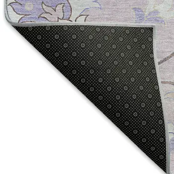 10' X 14' Blush Lavender And Beige Floral Washable Indoor Outdoor Area Rug