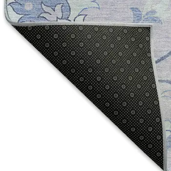 5' X 8' Lilac And Ivory Floral Washable Indoor Outdoor Area Rug