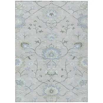 3' X 5' Pearl And Ivory Floral Washable Indoor Outdoor Area Rug