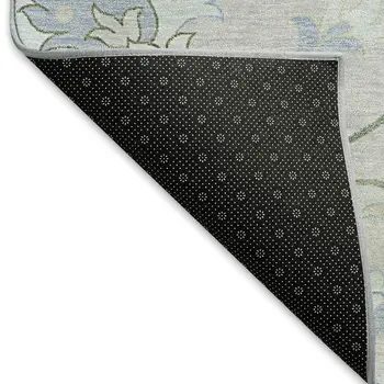 8' X 10' Pearl And Ivory Floral Washable Indoor Outdoor Area Rug